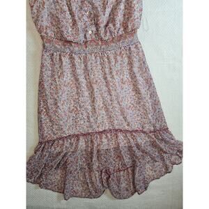 Luxology Sleeveless V Neck Baby Doll Floral Midi Dress Women's 0x Hi Low Chiffon